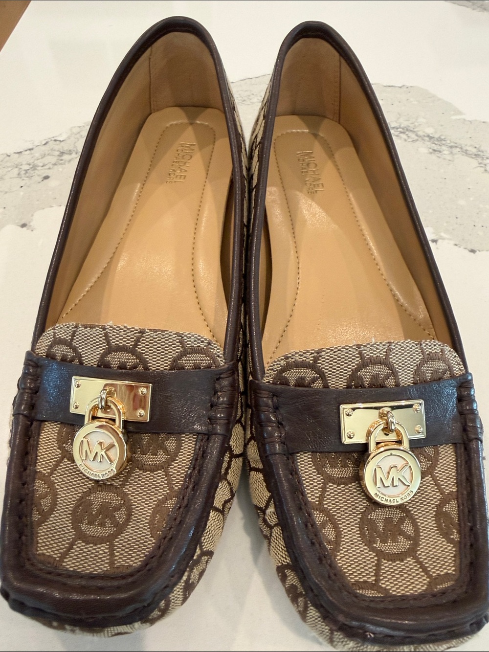 Michael Kors Women's Brown Logo Moccasin Loafers Firm